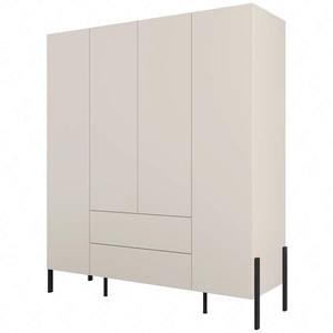 Szafa Jukon S 184 cm beżowa gustowna forma mebla w nowoczesnym stylu system otwierania push to open metalowe czarne nogi pojemne szuflady