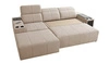 Narożnik z funkcją spania Tesalia beżowy lewostronny nowoczesny design komfortowe przesuwane oparcie szuflada w boczku mebla