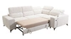 Narożnik z funkcją spania Penejos II Lux kremowy prawostronny wygodny narożnik do salonu z komfortowym wysuwanym podnóżkiem