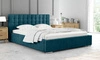 Łóżko tapicerowane Umiky 160x200 turkusowe stylowe łóżko z pojemnikiem na pościel wygodny zagłówek zachwyca eleganckim designem