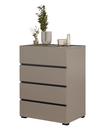 Komoda z szufladami Cross 60 cm ciemny beżowy stylowy design komody do sypialni przedpokoju prosta forma w nowoczesnym wydaniu