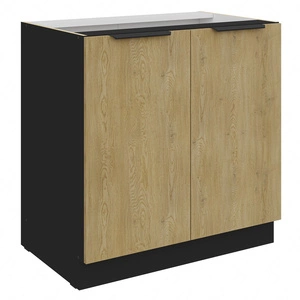 Szafka kuchenna stojąca z półką Crotone 80 D 2F BB szafka odporna na działanie wilgoci i uszkodzenia metalowe uchwyty krawędziowe