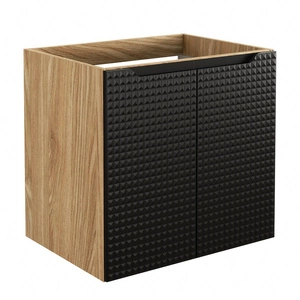 Szafka pod umywalkę Luxor 60 cm dąb olejowany / czarny nowoczesny design szafka odporna na działanie wilgoci ozdobne ryflowane fronty