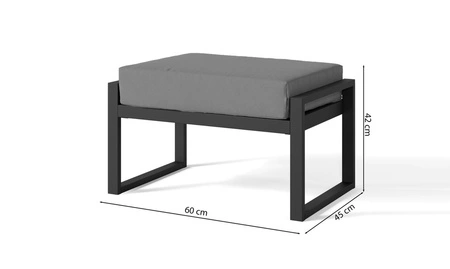 Puf ogrodowy Monako antracyt / szary minimalistyczny design wygodny puf na taras lub balkon stabilna metalowa konstrukcja