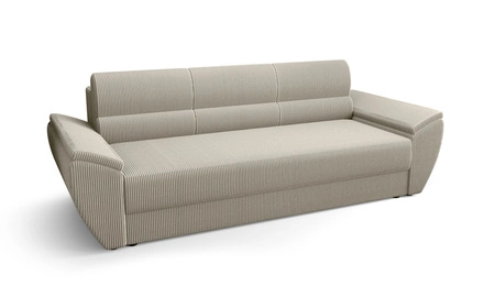 Kanapa rozkładana Fogu Bis kość słoniowa stylowa sofa z komfortowymi podłokietnikami sztruksowa tkanina obiciowa pojemnik na pościel