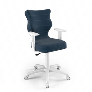 Krzesło do biurka Duo granatowe dopasowane do wzrostu 146-176,5 cm ergonomiczne krzesło obrotowe z regulowanymi podłokietnikami