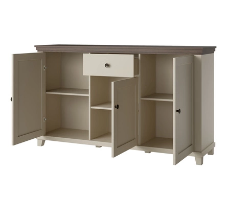 Komoda z szufladą Evora 160 cm beżowa / dąb dunin funkcjonalna idealna do wnętrz w stylu nowoczesnym klasycznym i skandynawskim