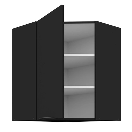 Szafka kuchenna narożna wisząca Black 60x60 GN-72 1F metalowy uchwyt krawędziowy szafka odporna na działanie wilgoci i uszkodzenia
