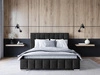 Łóżko tapicerowane Insam 160x200 czarne stylowe łóżko z pojemnikiem na pościel wygodny zagłówek zachwyca eleganckim designem