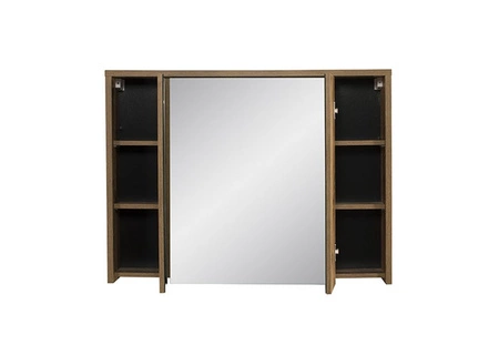 Zestaw mebli łazienkowych Hampton dąb huton / ciemny beton stylowe szafki łazienkowe o prostej formie podkreślone kontrastową kolorystyką