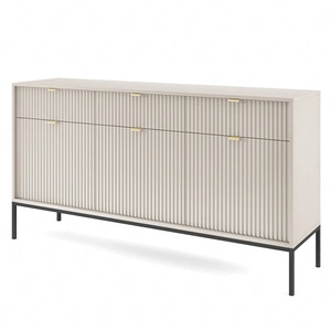 Komoda z szufladami Lovro 154 cm beżowa nowoczesny design zachwyci miłośników wyrazistych wnętrz