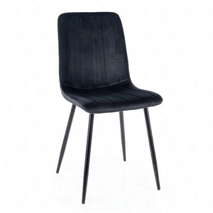 Krzesło tapicerowane Alan Velvet czarne nowoczesne oraz funkcjonalne krzesło do jadalni z metalowymi nogami