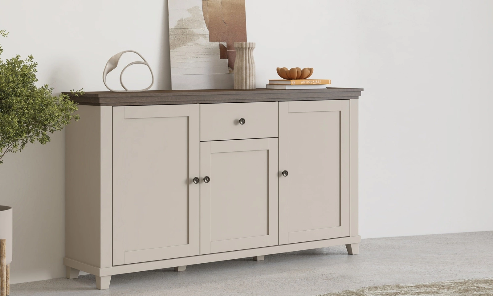 Komoda z szufladą 160 cm Evora w kolorze beżowym / dąb dunin