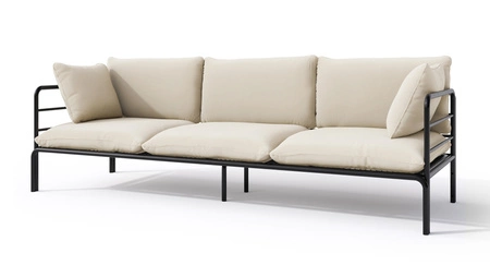 Sofa ogrodowa Wenecja grafit / beżowy wygodna i funkcjonalna sofa 3 osobowa doskonała na taras lub do ogrodowej strefy wypoczynku