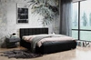 Łóżko tapicerowane Nessa 140x200 czarne stylowe łóżko z pojemnikiem na pościel wygodny zagłówek zachwyca eleganckim designem