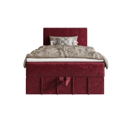 Łóżko kontynentalne Casey 100x200 bordowe w nowoczesnym skandynawskim stylu z tapicerowanym zagłówkiem łóżko z pojemnikiem