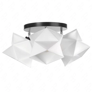 Plafon sufitowy potrójny Quasar designerska lampa sufitowa do salonu z białymi abażurami i czarną metalową podstawą