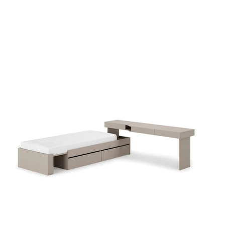 Zestaw mebli Woow clay grey prawy młodzieżowy zestaw mebli narożny opcja dopasowania do układu wnętrza ergonomiczne biurko