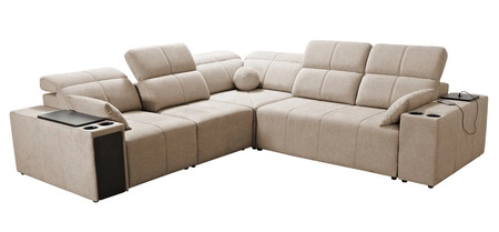 Narożnik z funkcją spania Tesalia III Lux szary popiel lewostronny narożnik z wysuwanym podnóżkiem funkcja przesuwanego oparcia