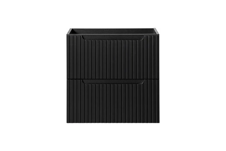 Szafka pod umywalkę Nova 60 cm czarna stylowe subtelne pionowe ryflowania podkreślają elegancję szafki z szufladami frezowane uchwyty