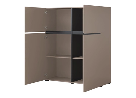 Komoda wysoka Cross 119 cm ciemny beżowy nowoczesny design idealna komoda do salonu sypialni lub biura prosta forma