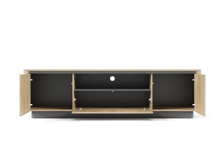 Szafka RTV Torro 200 cm dąb cremona / czarny stylowa szafka pod telewizor w modnym stylu zaoblone krawędzie stabilna podstawa