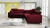 Narożnik z funkcją spania Nausa IV bordowy prawostronny velvet dekoracyjne przeszycia na siedzisku narożnik z pojemnikami na pościel