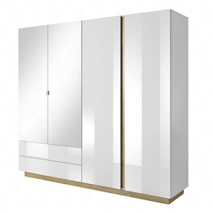 Szafa z lustrem Adria 220 cm biały połysk / dąb grandson nowoczesny design mebla obrzeża szafy wykończone specjalną okleiną ABS