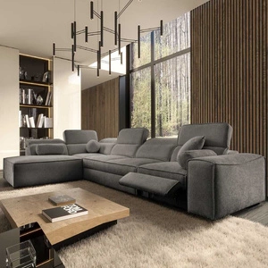 Narożnik z funkcją spania Viano XI Lux szary lewostronny designerski narożnik z wysuwanym podnóżkiem i pojemnikiem na pościel