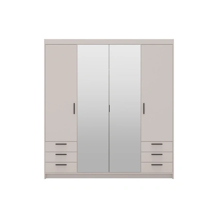 Szafa Rene 176 cm bez piaskowy stylowy design obrzeża wykończone ABS szafa z lustrem do sypialni lub garderoby pojemne szuflady