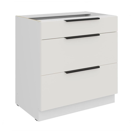 Zestaw mebli kuchennych narożny Corato Wh 290x230 cm stylowe szafki kuchenne z frontami wykonanymi w technologii anti fingerprint