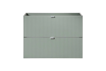 Szafka pod umywalkę Line Reed Green 80 cm szałwiowa designerska szafka z ryflowanymi frontami pojemne szuflady modna kolorystyka