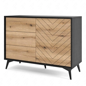 Komoda z szufladami Gusto 104 cm czarna / dąb evoke funkcjonalna idealna do wnętrz w stylu nowoczesnym klasycznym i skandynawskim