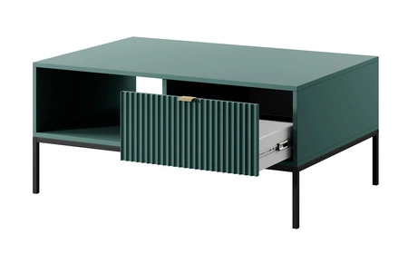 Stolik kawowy Lovro pastelowy zielony z szufladami nowoczesny design blat odporny na rozlane ciecze