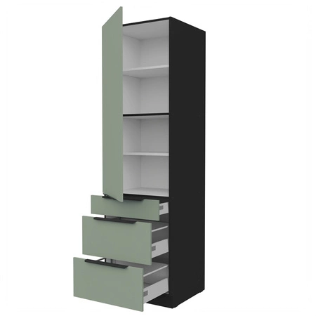 Słupek kuchenny Treviso Bl 60 DKS-210 3S 1F szafka kuchenna odporna na uszkodzenia wykończenie frontów w technologii anti fingerprint