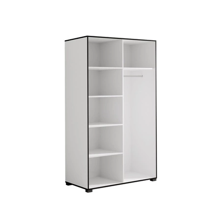 Szafa z lustrem Osma 120 cm biały / czarny oryginalny design drzwi szafy na ubrania wzbogacone uchwytami krawędziowymi prosta forma