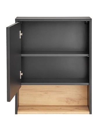 Zestaw mebli łazienkowych Borneo szary / dąb artisan nowoczesny design szafki wiszące do łazienki o świetnie dobranej kolorystyce