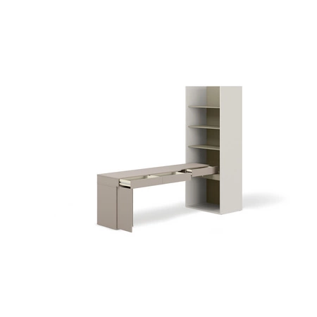 Zestaw mebli Woow clay grey / szampański / eukaliptus lewy praktyczny zestaw mebli idealny dla nastolatka lub do aranżacji biura