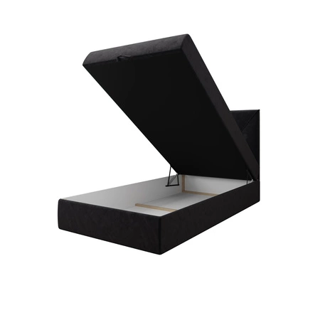 Łóżko kontynentalne Arvada 90x200 grafitowe w nowoczesnym skandynawskim stylu z tapicerowanym zagłówkiem łóżko z pojemnikiem