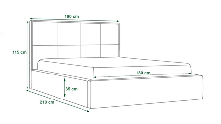 Łóżko tapicerowane Afrodyta 180x200 z pojemnikiem błękitny w nowoczesnym skandynawskim stylu z wygodnym zagłówkiem