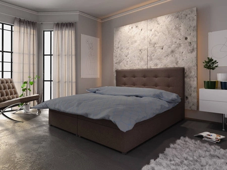 Łóżko kontynentalne Fresno 140x200 brązowy w nowoczesnym skandynawskim stylu z wezgłowiem