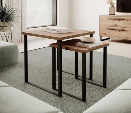 Stolik kawowy rozsuwany Ariana dąb artisan elegancki design zestaw stolików w nowoczesnym stylu doskonała propozycja do salonu