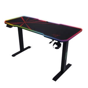 Biurko gamingowe E-Talisman czarny / czerwony biurko z regulacją wysokości blat w całości pokryty podkładką z oświetleniem LED