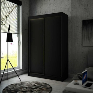 Szafa przesuwna Kristo 120 cm czarna komfortowa szafa w modny trendzie minimalizmu wyposażona w aluminiowe prowadnice drzwi