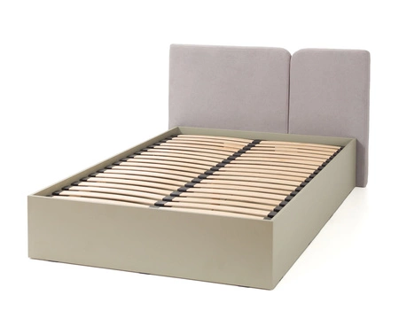 Łóżko Paguro 120x200 cm z pojemnikiem beż piaskowy idealne do pokoju dziecka z tapicerowanym zagłówkiem