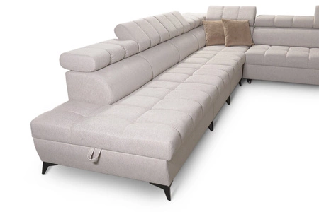 Narożnik z funkcją spania Bolmso XII fioletowy lewostronny nowoczesny design narożnik zapewnia komfort obszerne pojemniki na pościel