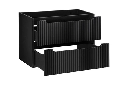 Szafka pod umywalkę Nova 80 cm czarna designerska szafka z ryflowanymi frontami i frezowanymi uchwytami pojemne szuflady