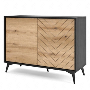 Komoda Gusto 104 cm czarna / dąb evoke designerski i komfortowy mebel do nowoczesnych oraz funkcjonalnych wnętrz