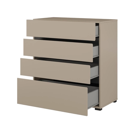 Komoda z szufladami Cross 80 cm ciemny beżowy stylowy design komody do sypialni prosta forma w nowoczesnym wydaniu