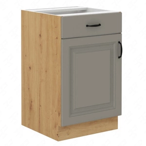 Szafka kuchenna stojąca z szufladą i półką Delos 50 D 1F 1S BB szafka odporna na parę wodną wysoką temperaturę i rozlaną ciecz